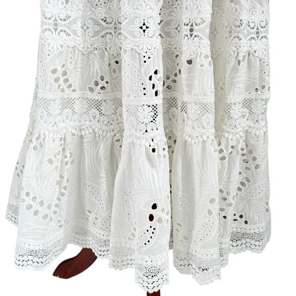 WAIMARI Cotton Eyelet Maxi Dress XS White Ruffle Lace La Perla Peasant Boho - Picture 10 of 16